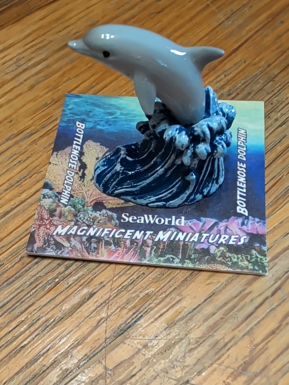 Bottlenose Dolphin Miniature Figurine - Light Gray & Blue
